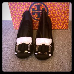 Tory Burch NIB Black Jeweled Heels LOOK!!